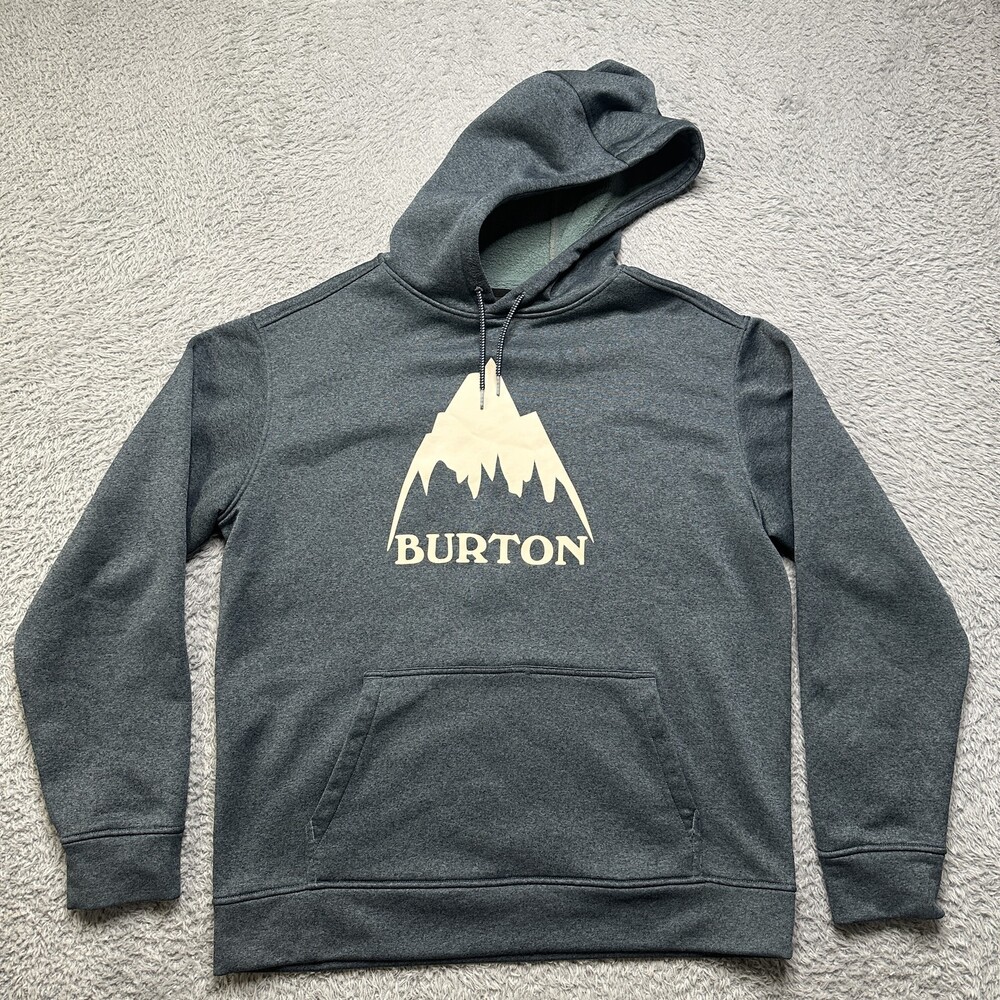 Burton Hoodie Mens L Grey Pullover Sweatshirt Snowboard Logo